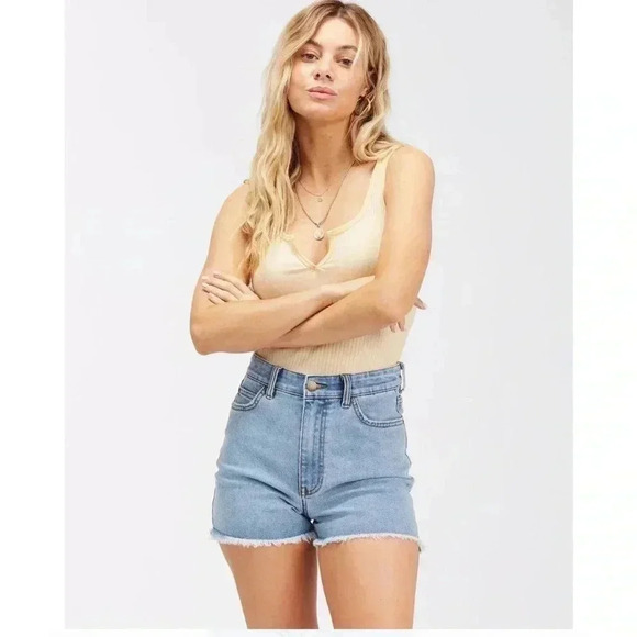 Billabong Pants - BILLABONG SO CHEEKY HIGH-WAIST DENIM SHORTS WOMEN'S  SWEET BLUE